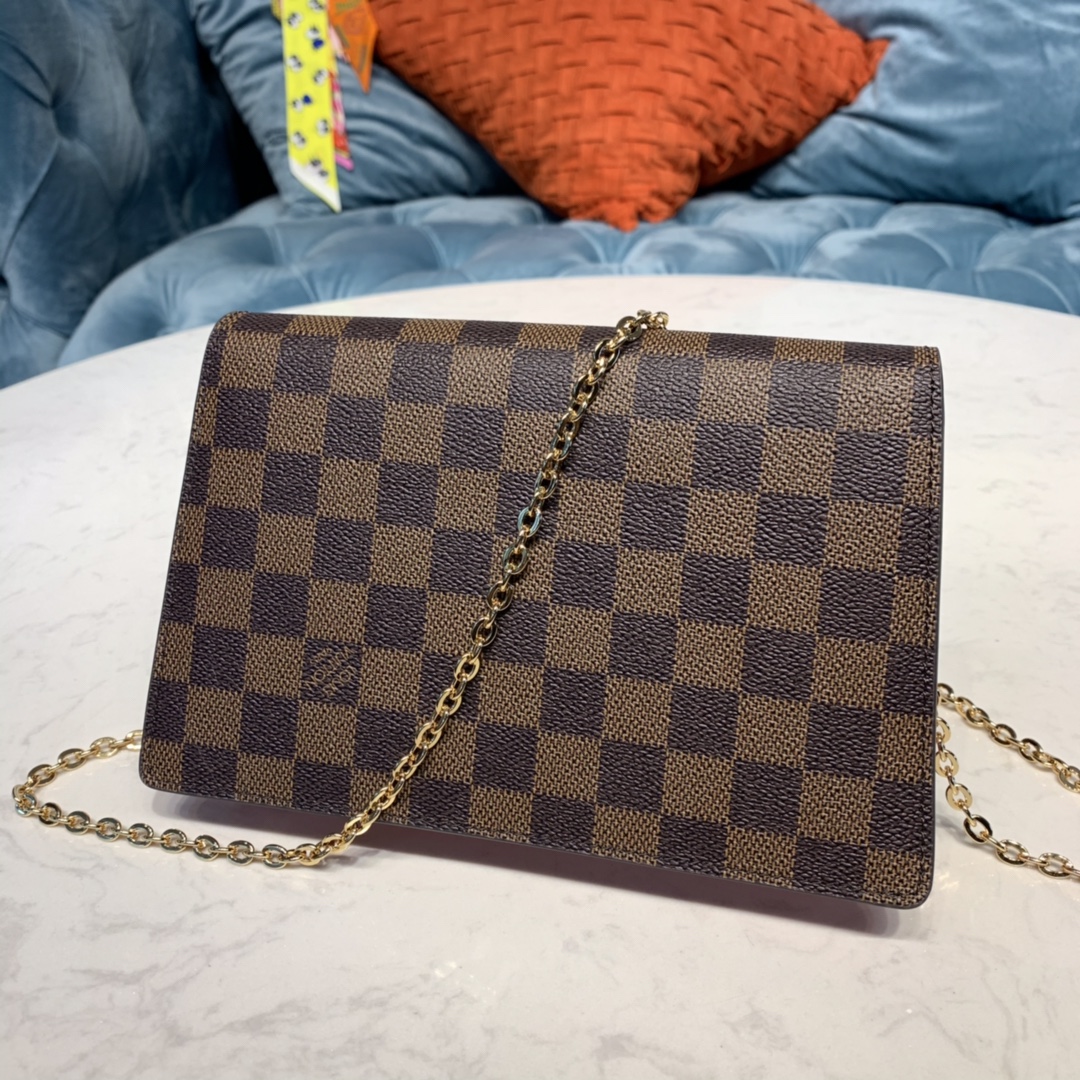 Louis Vuitton CROISETTE CHAIN WALLET Handbag Damier Azur N60287